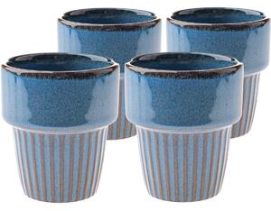 Zestaw 4 ceramicznych kubków Rustik 100 ml, niebieskie