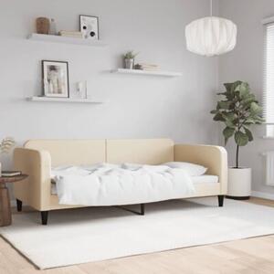 Sofa z funkcją spania, kremowe, 90x200 cm, obita tkaniną