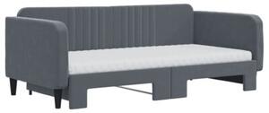Sofa rozsuwana z materacami, ciemnoszara, 90x190 cm, aksamit