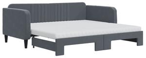 Sofa rozsuwana z materacami, ciemnoszara, 90x190 cm, aksamit