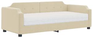 Sofa z materacem do spania, kremowa, 90x200 cm, tkanina