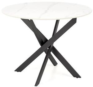 Okrągły metalowy stół z blatem biały marmur - Ingres