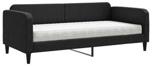 Sofa z materacem, czarna, 90x190 cm, tkanina