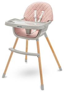 Baby Mix Krzesełko do karmienia Freja wooden, różowy