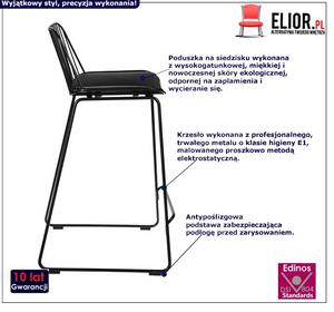 Czarne industrialne krzesło barowe do wyspy - Vero 2X