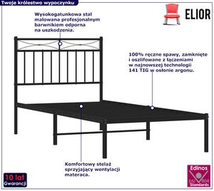 Czarne metalowe łóżko industrialne 100x200 cm - Envilo