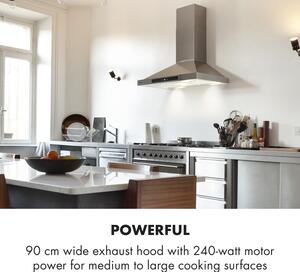 Klarstein Zelda Eco 90, okap kuchenny, 240 W, 3 prędkości, 410 m³/h, LED, klasa energetyczna A+