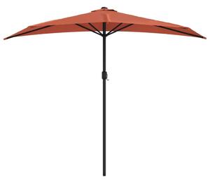 Półparasol balkonowy, aluminium, terakota, 270x144x222 cm