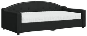 Sofa z materacem, czarna, 90x190 cm, tkanina