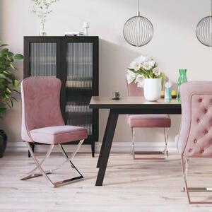 Krzesła stołowe, 6 szt., różowe, 53x52x98 cm, aksamit i stal