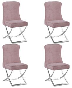 Krzesła stołowe, 4 szt., różowe, 53x52x98 cm, aksamit i stal