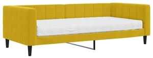 Sofa z materacem do spania, żółta, 90x200 cm, aksamit