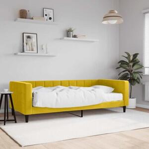 Sofa z materacem do spania, żółta, 90x200 cm, aksamit