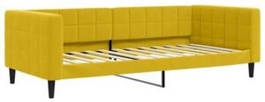 Sofa z materacem do spania, żółta, 90x200 cm, aksamit