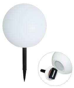 Zewnetrzna Lampa ogrodowa biała 30 cm z wbudowanym LED IP44 Solar RGBW - Ludger Oswietlenie zewnetrzne