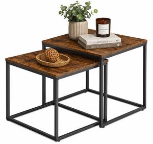 Komplet 2 stolików kawowych typu 2w1 rustykalny brąz K2-B47