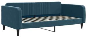Sofa rozsuwana z szufladami, niebieska, 100x200 cm, aksamit