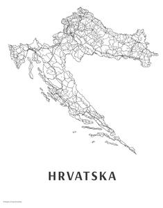 Mapa Hrvatska black white