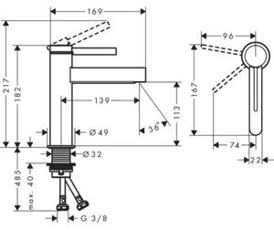 Bateria umywalkowa HANSGROHE Finoris 110 76024670 Czarny mat