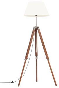 Lampa podłogowa na trójnogu, brązowo-biała, tek, 141 cm