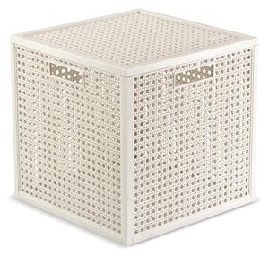 Kremowy pojemnik z pokrywką z plastiku z recyklingu 28x28x28 cm Kaya Cube – Curver