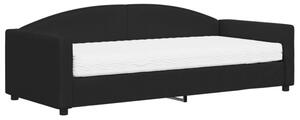 Sofa z materacem do spania, czarna, 90x200 cm, tkanina