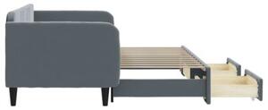 Sofa rozsuwana z szufladami, ciemnoszara, 90x200 cm, aksamit