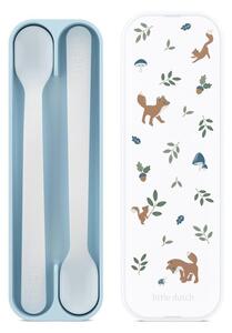 Jasnoniebieskie plastikowe łyżeczki dla dzieci zestaw 2 szt. Forest Friends by Little Dutch – Mepal