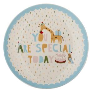 Jasnoniebiesko-kremowy kamionkowy talerz dla dzieci ø 16 cm Celebrate – Bloomingville Mini
