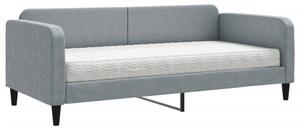 Sofa z materacem, jasnoszara, 90x190 cm, tkanina