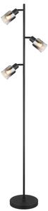 Lampa podłogowa Globo HUBERTUS 54308S czarny mat, szkło przydymione, 3xE14, wys. 154 cm, włącznik nożny