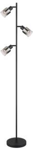Lampa podłogowa Globo HUBERTUS 54308S czarny mat, szkło przydymione, 3xE14, wys. 154 cm, włącznik nożny