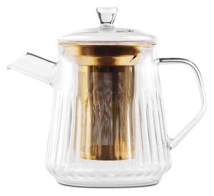 Szklany dzbanek do herbaty z sitkiem w kolorze złota 900 ml Mia – Vialli Design