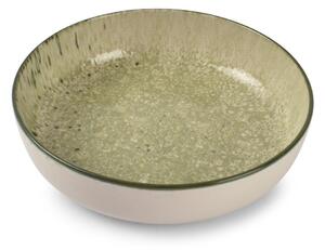 Zielony/kremowy głęboki kamionkowy talerz ø 18,5 cm Gravel – ONA