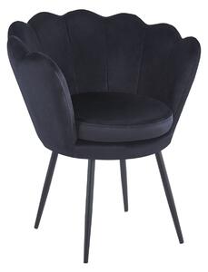 Krzesło Muszelka SHELL BLACK czarne na czarnych nóżkach welur