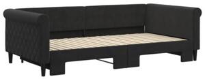 Sofa rozsuwana, czarna, 100x200 cm, aksamit