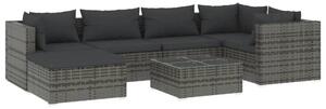 Zestaw Mebli Ogrodowych Komplet Wypoczynkowy Z Poduszkami 7-Częściowy Szary Rattan Na Taras Balkon Ogród
