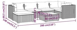 Zestaw Mebli Ogrodowych Komplet Wypoczynkowy Z Poduszkami 7-Częściowy Szary Rattan Na Taras Balkon Ogród
