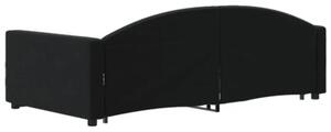 Sofa rozsuwana z szufladami, czarna, 100x200 cm, aksamit