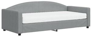 Sofa z materacem do spania, jasnoszara, 90x200 cm, tkanina