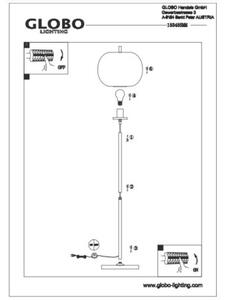 Lampa podłogowa Globo BLACKY I 15345SMM czarna metal mat szkło, E27, wys. 160 cm, włącznik nożny