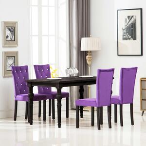 Krzesła stołowe, 4 szt., fioletowe, aksamit