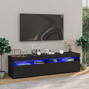 Szafki pod TV z oświetleniem LED, 2 szt., czarne, 75x35x40 cm