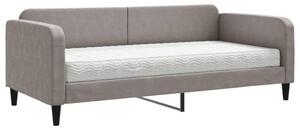 Sofa z materacem do spania, kolor taupe, 90x200 cm, tkanina