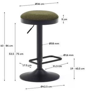 Ciemnozielone tapicerowane hokery zestaw z regulowaną wysokością 2 szt. (wysokość siedziska 53,5 cm) Zaib – Kave Home