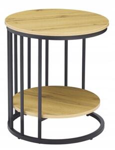Stolik kawowy boczny Lamello skandynawski wysoki 55 cm fi 50 cm dąb