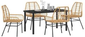Zestaw Mebli Ogrodowych Komplet Jadalniany 5-Częściowy Brązowy Rattan Do Restauracji