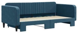 Sofa rozsuwana, niebieska, 100x200 cm, aksamit