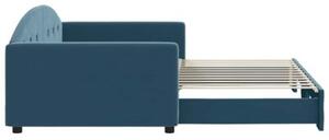 Sofa rozsuwana, niebieska, 100x200 cm, aksamit