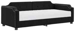 Sofa z materacem, czarna, 90x190 cm, tkanina